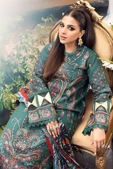 Maryam Hussain Luxury Lawn 2023 - EMERALD D