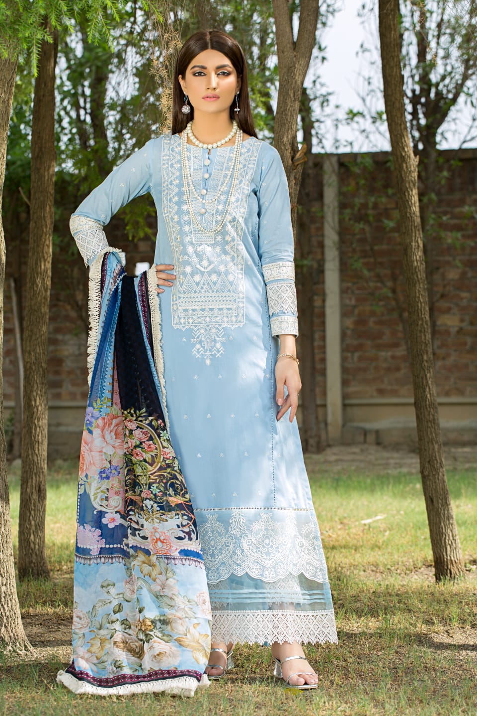 Noorjahan by Mausummery 3pc embroided collection conifer A
