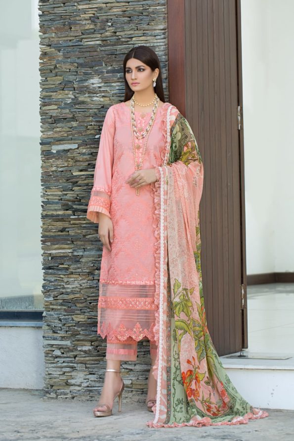 Noorjahan by Mausummery 3pc embroided collection nutmeg B