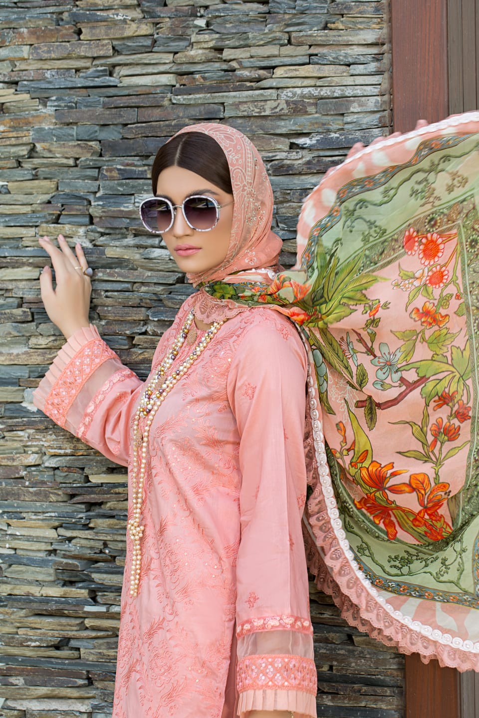 Noorjahan by Mausummery 3pc embroided collection nutmeg D