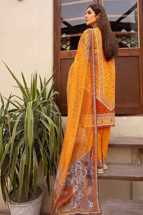 3PC Embroidered Lawn Unstitched Lacquer Printed Suit With Embroidered  Denting Lawn Dupatta DN-32005 | GulAhmed
