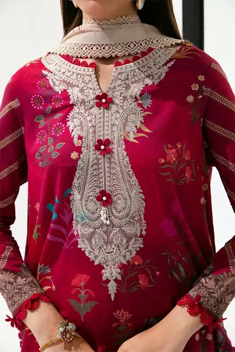 Front Neck Pink Pakistani Suit Design by Sana Safinaz