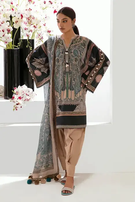 A black printed pakistani suit by sana safinaz
