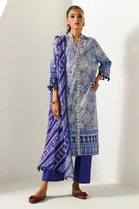 A purple printed pakistani suit by sana saifinaz