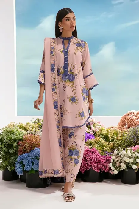 A Beautiful Peach colour Pakistani suit by sana safinaz