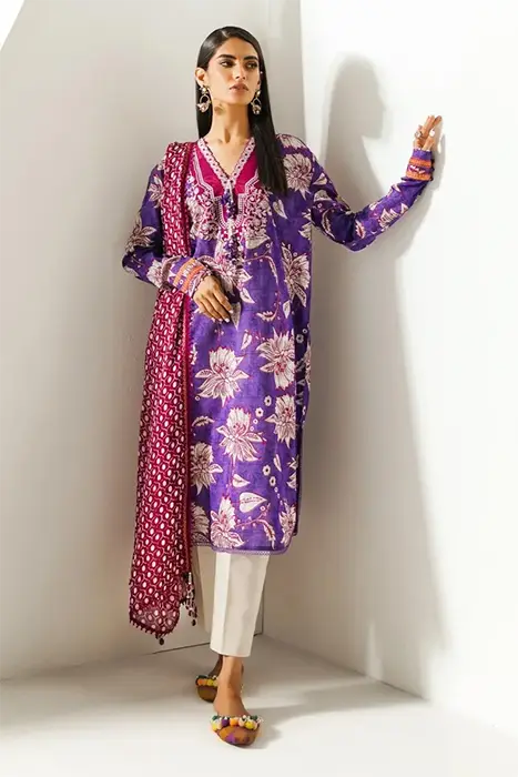 a beautiful purple pakistani suit