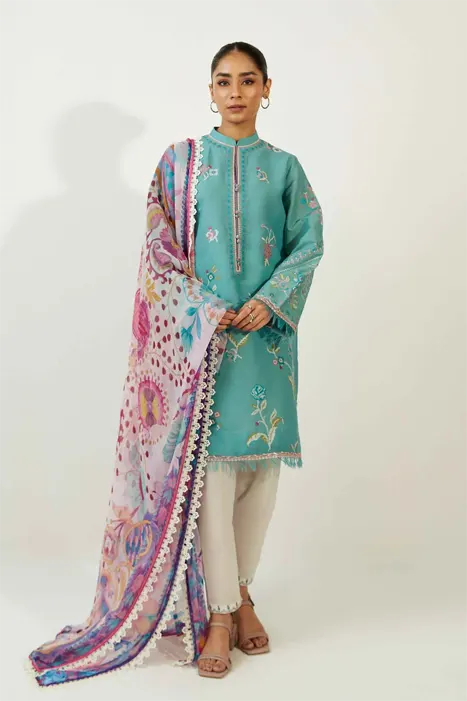 Zara Shahjahan Turquoise Suit