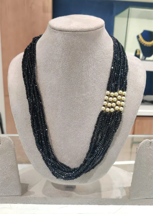 Black Crystal With Polished Pearls Necklace Jewelry Online