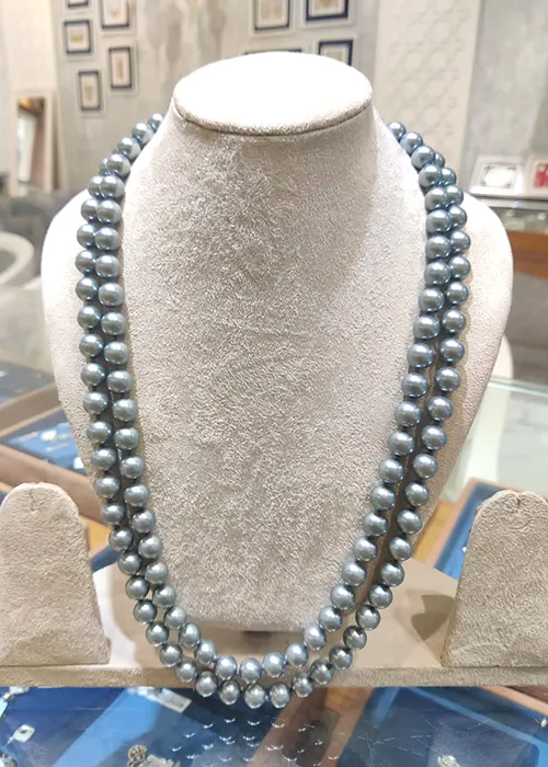 Czech Pearls Mettalic Charcole Grey Necklace Jewelry
