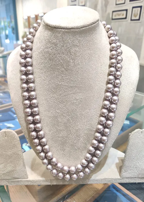 Czech Polished Pearls Lilic Mattalic Necklace Jewelry