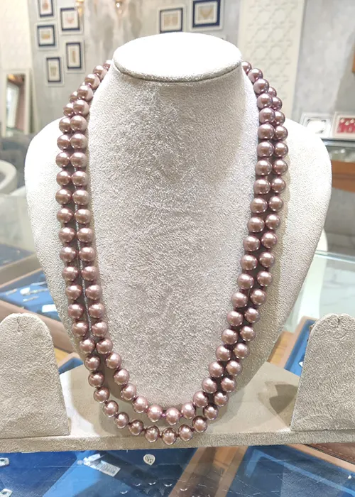 Czech polished pearls metallic browns necklace