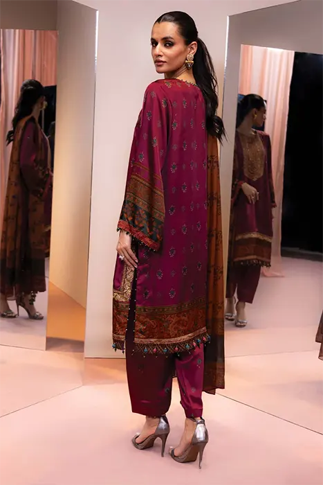 Alkaram Studio - Pakistani Silk Suits SK-04A-23-MAGENTA -c