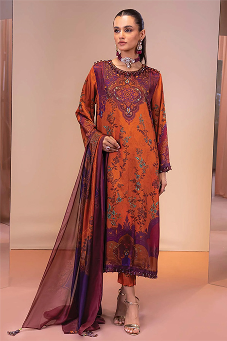 Alkaram Studio - Pakistani Silk Suits - SK-08A-23-PLUM-a