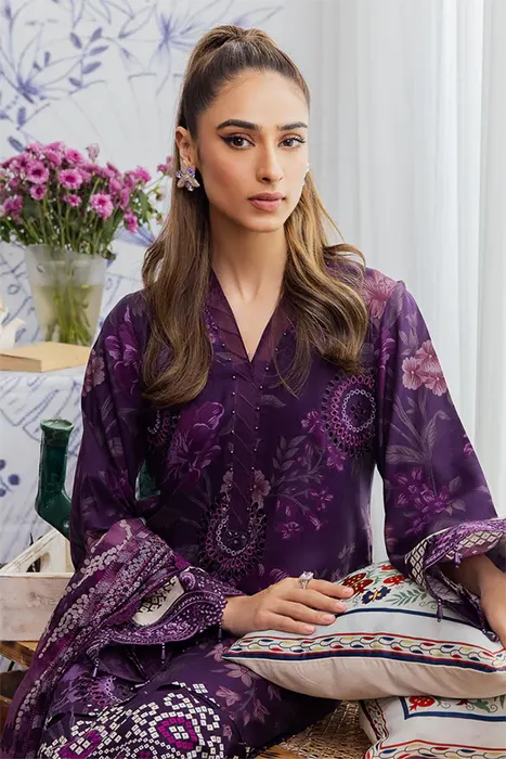 A Violet Pakistani Suit by Nureh Gardenia