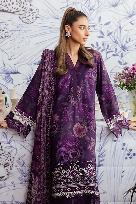 A Violet Pakistani Suit by Nureh Gardenia