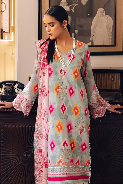 A printed and Embroidery pakistani suit by Nureh Gardenia