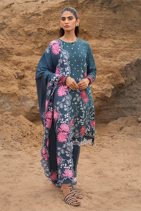 Cross Stitch Cotton Satin Unstitched Pakistani Suits - AZURE TALE a