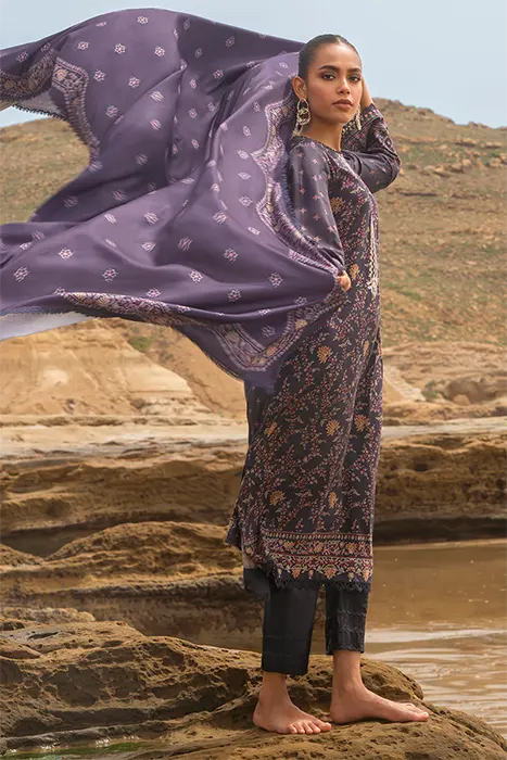 Cross Stitch Cotton Satin Unstitched Pakistani Suits - PASHMINA BLEND b