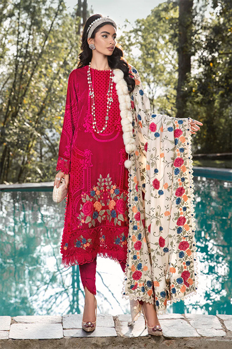 Maria B Linen Winter Pakistani Collection - DL-1010-Fuchsia Pink a