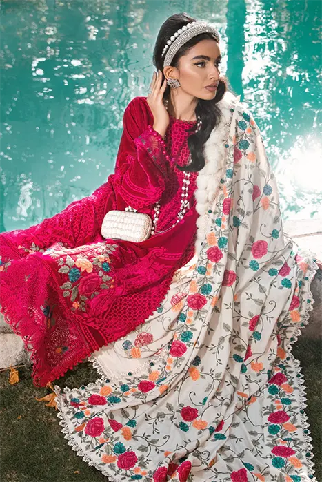 Maria B Linen Winter Pakistani Collection - DL-1010-Fuchsia Pink b