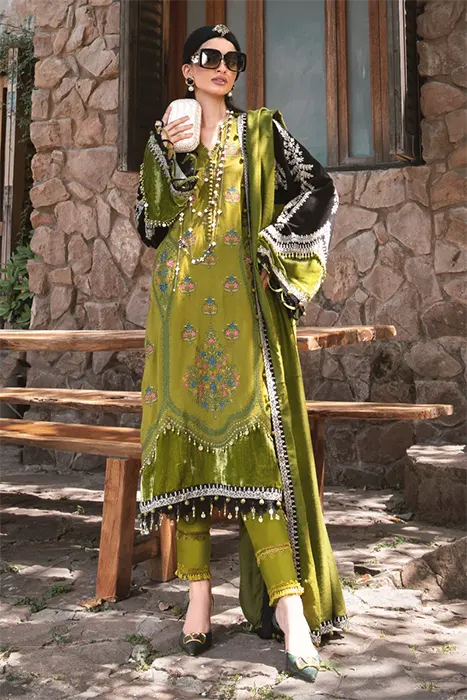 Maria B Linen Winter Pakistani Collection - DL-1011-Green b
