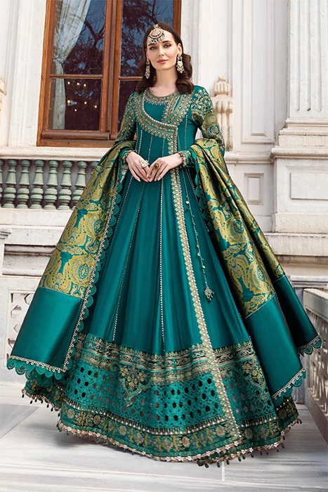 Maria B Linen Winter Pakistani Collection - Emerald Green DL-1107 a