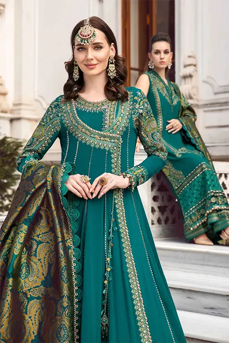 Maria B Linen Winter Pakistani Collection - Emerald Green DL-1107 b