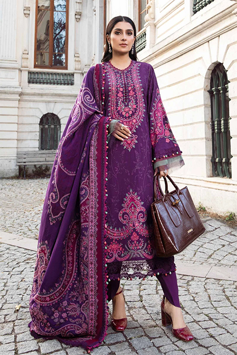 Maria B Linen Winter Pakistani Collection - Purple DL-1108 a