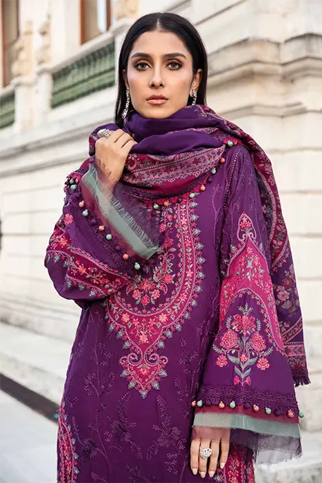 Maria B Linen Winter Pakistani Collection - Purple DL-1108 b