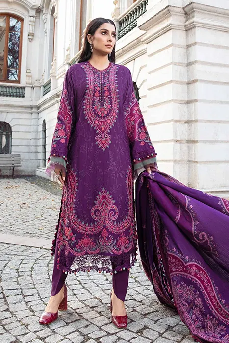 Maria B Linen Winter Pakistani Collection - Purple DL-1108 c