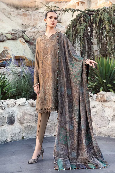 Maria B Unstitched M.Prints Pakistani Winter Dresses - MPT-2003-A b