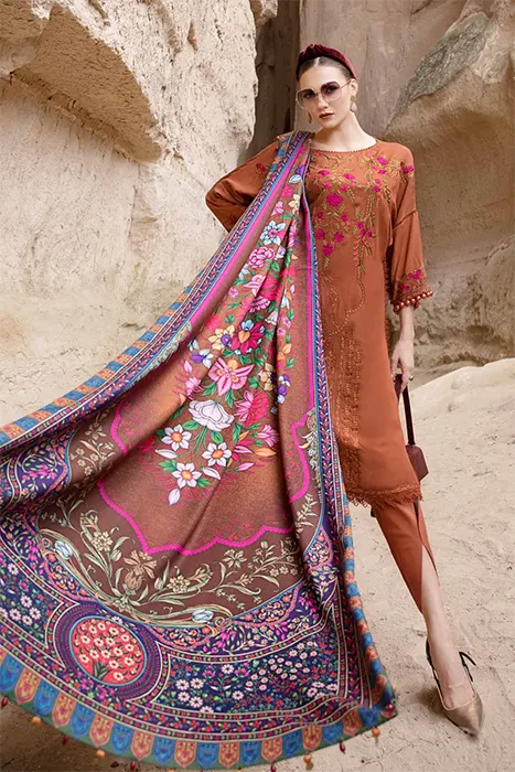 Maria B Unstitched M.Prints Pakistani Winter Dresses - MPT-2004-A b