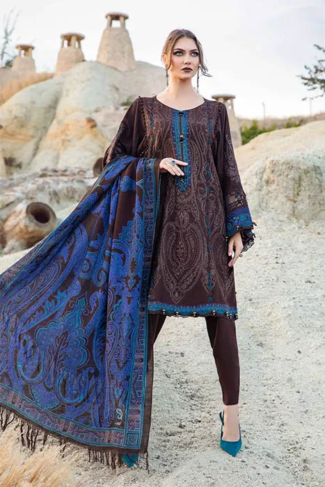 Maria B Unstitched M.Prints Pakistani Winter Dresses - MPT-2008-B a
