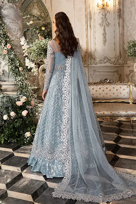 Maria B Unstitched Mbroidered Pakistani Suit - Ice Blue BD-2702 d