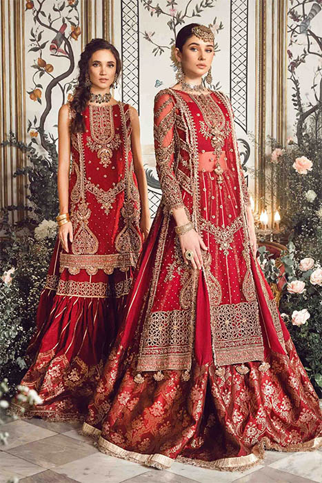 Maria B Unstitched Mbroidered Pakistani Suit - Maroon BD-2708 a