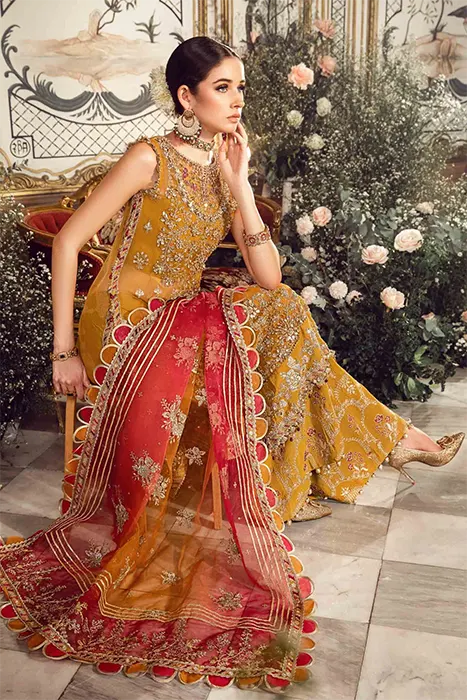 Maria B Unstitched Mbroidered Pakistani Suit - Mustard BD-2707 d