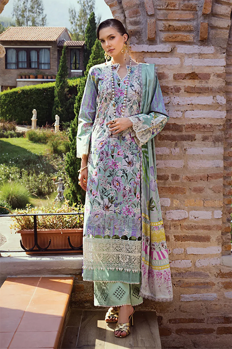 Elaf Print Chikankari 2024 Pakistani Summer Suits - ECT-03B OAK MIST a