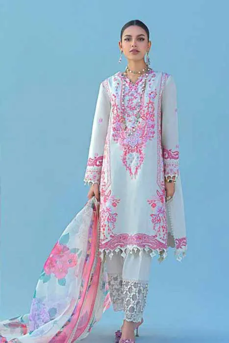 Sana Safinaz Pakistani Latest Linen Copy Embroidered Unstitch 2pc 