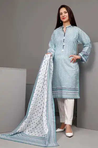 ORIGINAL GUL AHMED PRINTED LAWN SUMMER COLLECTION 3 PCS UNSTITCHED SUIT CL-707A 