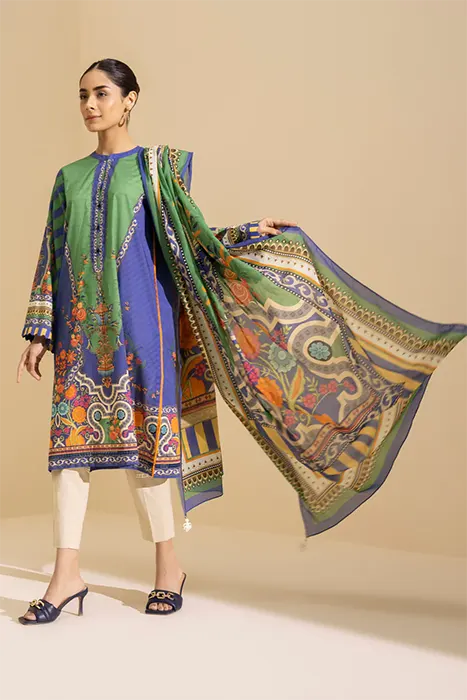 Sapphire-Unstitched-Day-to-Day-Vol-3-green-ethnic-wear -sale
