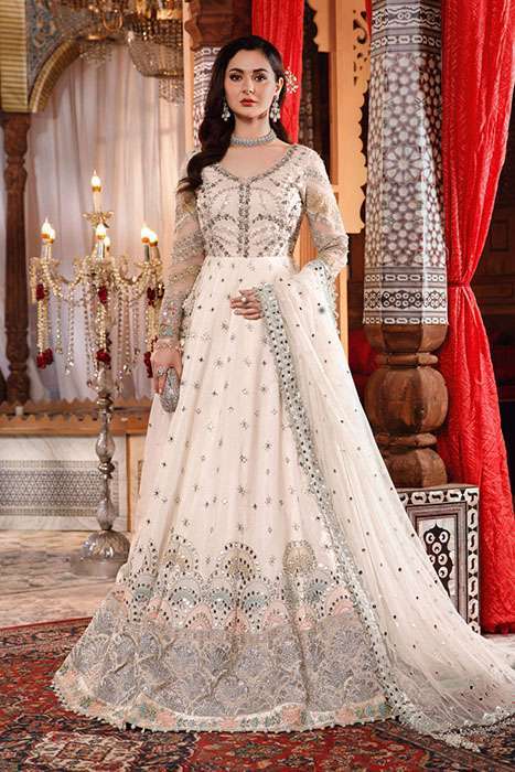 Unstitched MBROIDERED - Pearl White and Peachy Silver (BD-2502) (1)