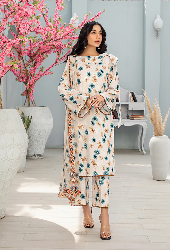 Buy Off White Printed Pure Cotton New Readymade Salwar Suit Online