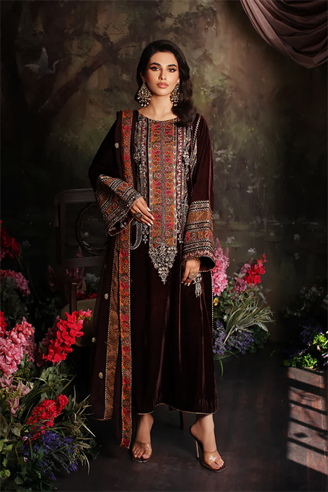 Hazzel 1001 Charizma Pink Semi Stitched Heavy Cotton Work Pakistani Suit